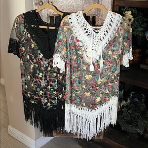 Women’s crochet black swimsuit coverup/dress size medium